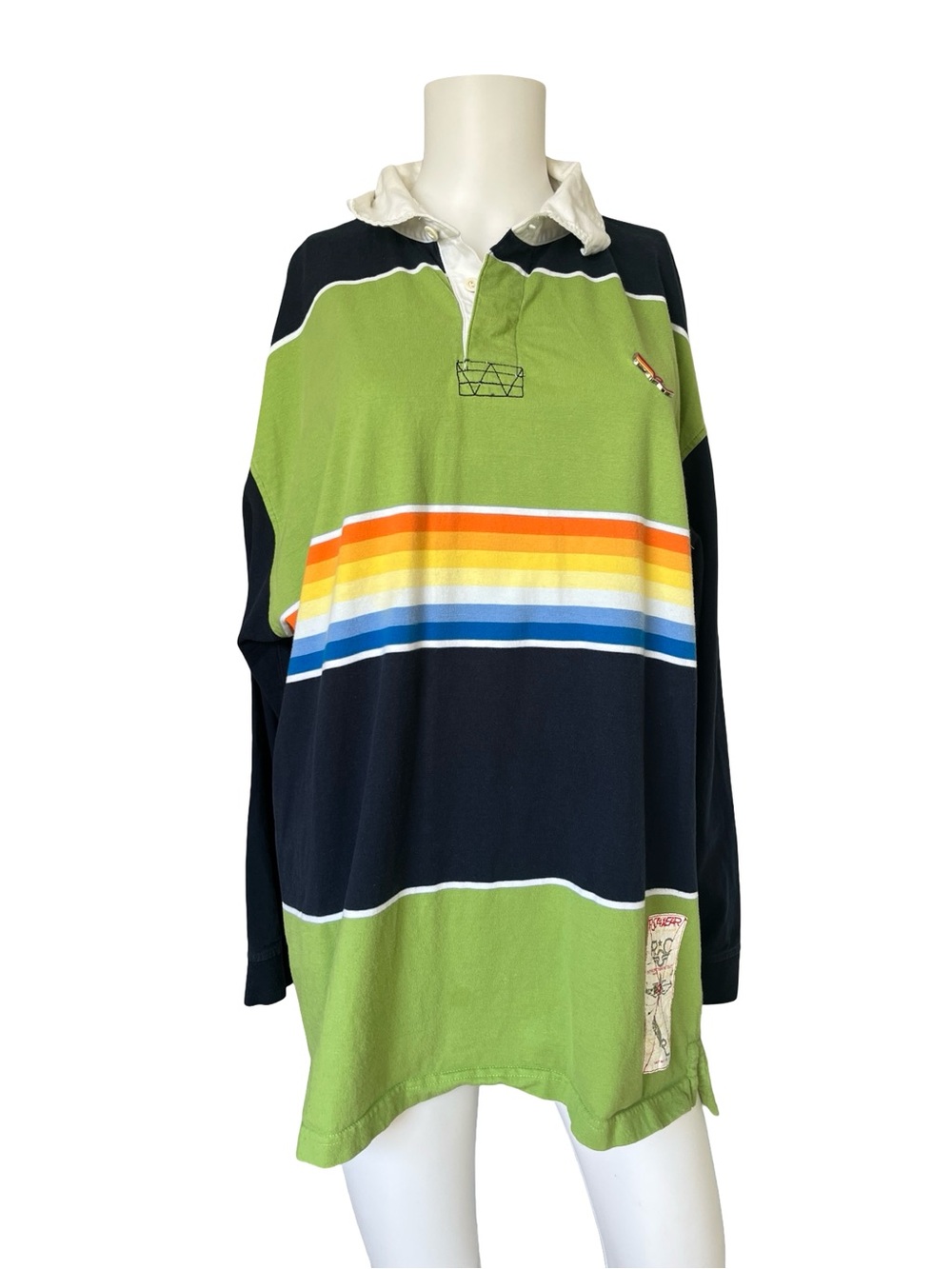 Vintage Y2K Rocawear Polo Long Sleeve Colorful Stripes Mens Size 2XL